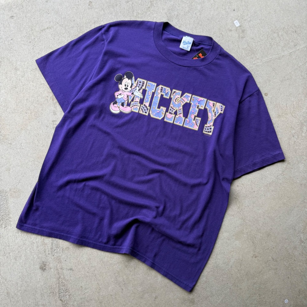 90s Mens Velva Sheen Mickey Mouse Paisley Graphic Single Stitch Tee XL